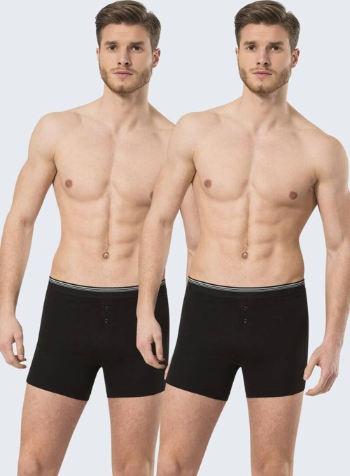 Erkek Likralı Düğmeli Boxer (2li Paket)