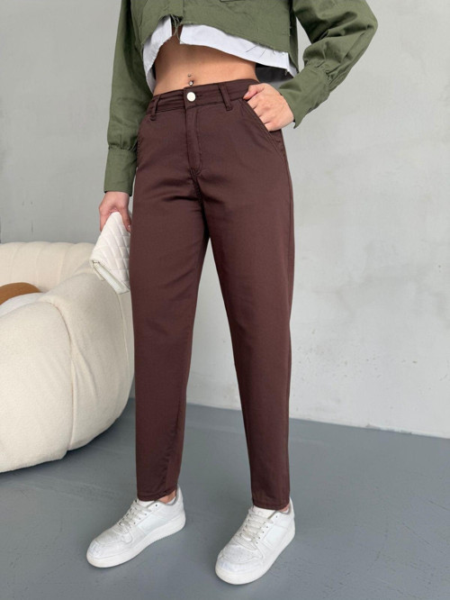 Yüksek Bel Likralı Esnek Mom Pantolon
