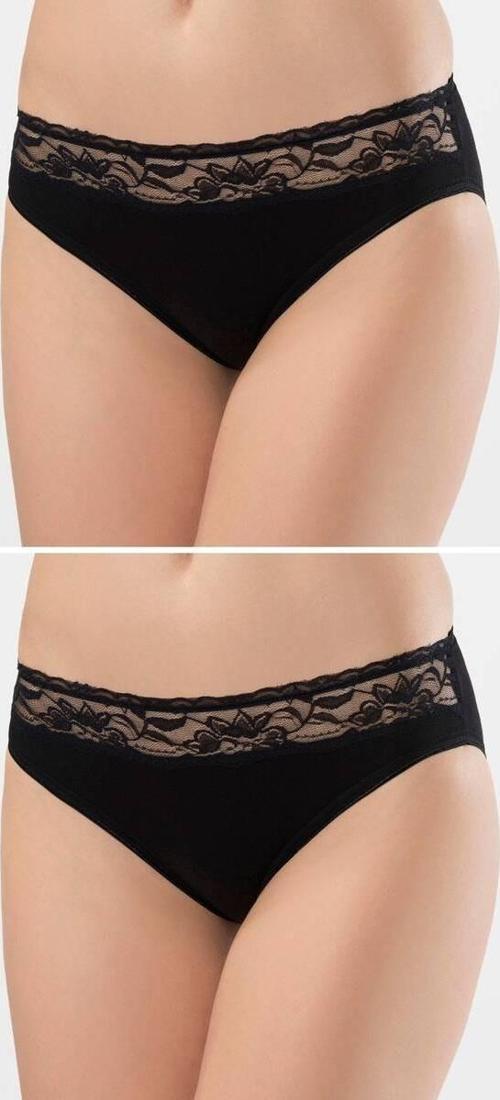 Kadın Beli Dantelli Likralı 2li Pamuklu Bikini Külot