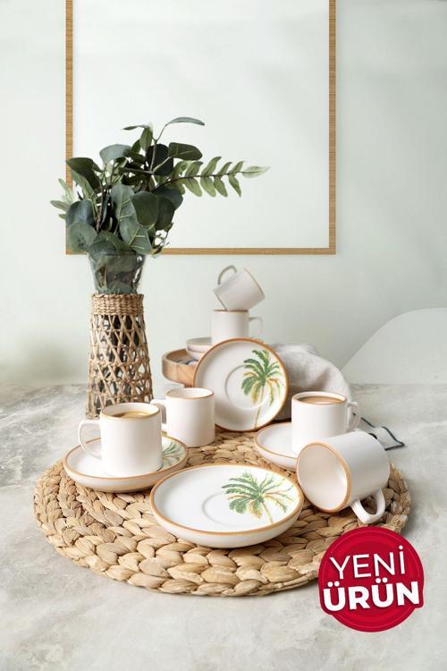 Bronze Palmiye Nordic Kahve Takımı 12 Parça 6 Kişilik 22902-03