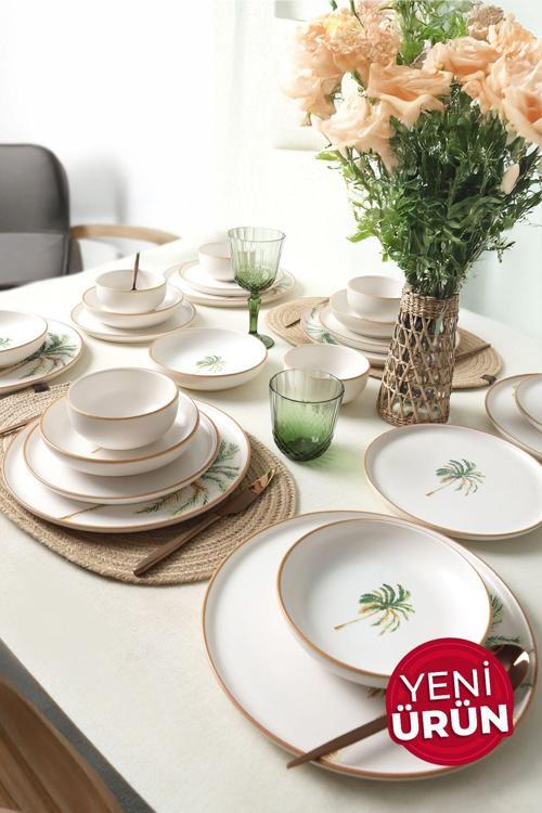 Bronze Palmiye Yemek Takımı 24 Parça 6 Kişilik 22901-02-03