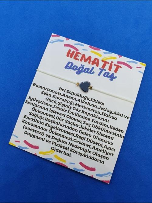 Sertifikalı Hematit Doğal Taş Kalp Bileklik