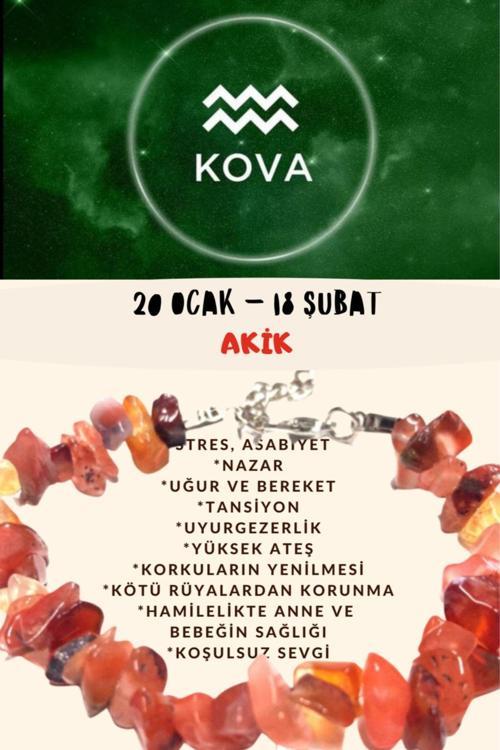 Sertifikalı Burç Taşı Kova Burcu Akik Taşı Bileklik
