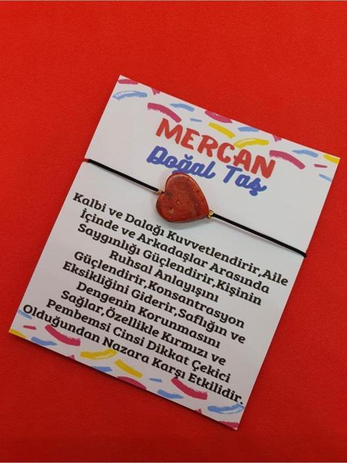 Sertifikalı Mercan Kalp Doğal Taş Bileklik