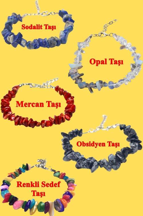 Sertifikalı Doğal Taş Bileklik 5 Adet