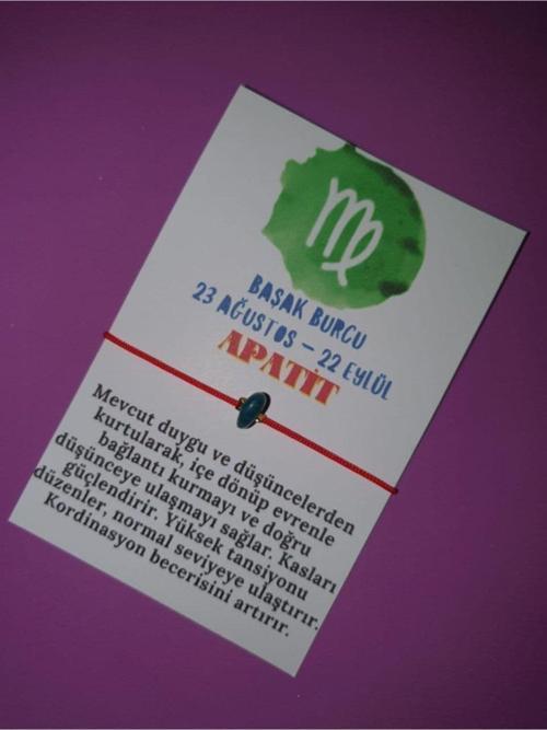 Sertifikalı Başak Burcu Apatit Doğal Taşlı Ip Burç Bilekliği