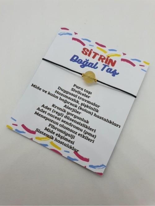 Sertifikalı Sitrin Doğal Taş Ip Bileklik Orijinal Doğal Taş Makrome