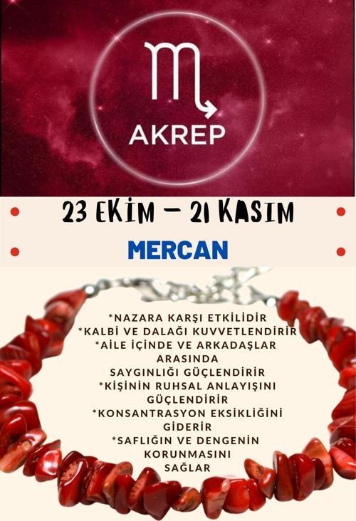Sertifikalı Burç Taşı Akrep Burcu Mercan Taşı Bileklik