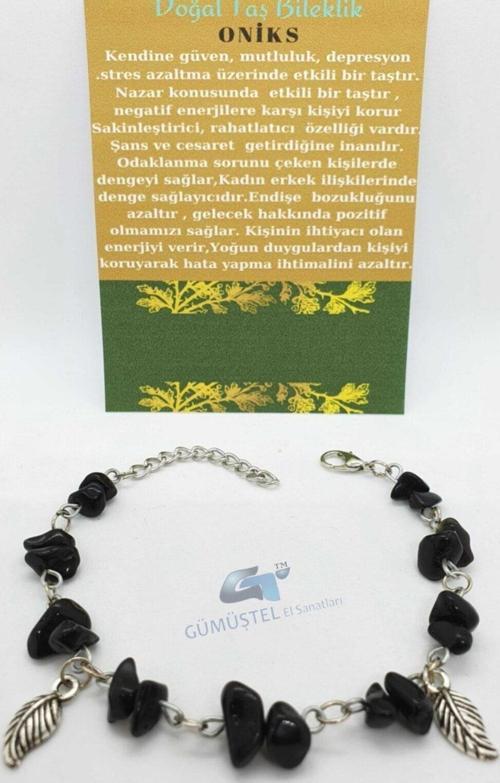 Sertifikalı Oniks Taşı Bileklik Orijinal Doğal Taş Tasarım Bileklik