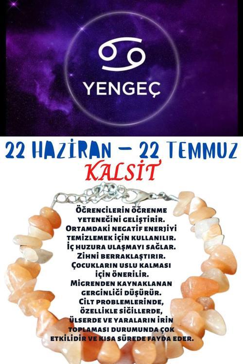 Sertifikalı Burç Taşı Yengeç Burcu Kalsit Taşı Bileklik
