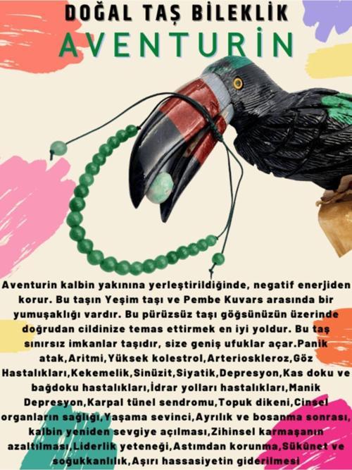 Sertifikalı Aventurin Doğal Taş Bileklik Ayarlamalı Kilit Sistemi Her Bileğe Uyumlu