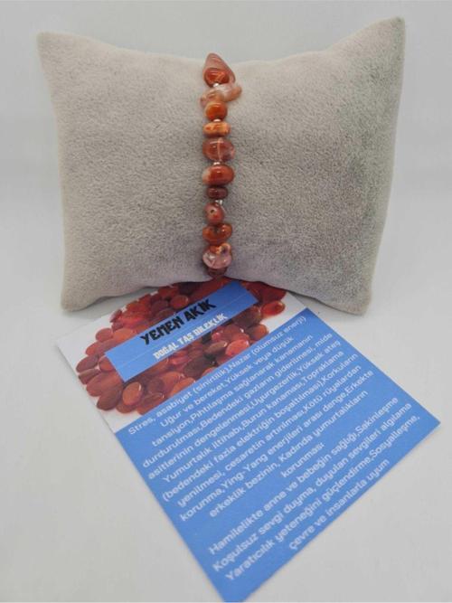 Sertifikalı Doğal Yemen Akik Taşı Bileklik Doğal Taş