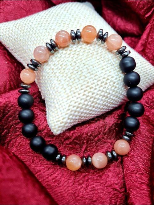 Sertifikalı Güneş Hematit Oniks Doğal Taş Bileklik