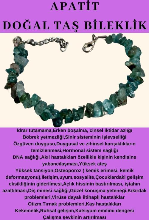 Sertifikalı Apatit Doğal Taş Bileklik Aaa Kalite