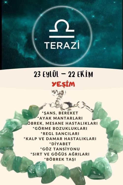 Sertifikalı Burç Taşı Terazi Burcu Yeşim Taşı Bileklik