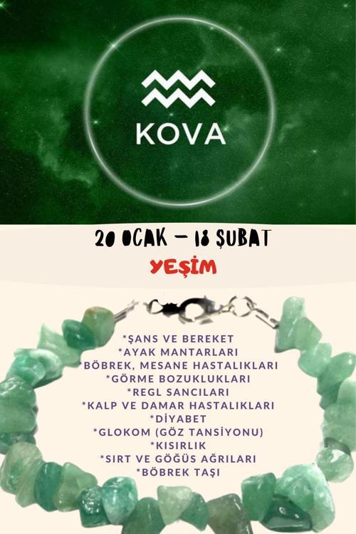 Sertifikalı Burç Taşı Kova Burcu Yeşim Taşı Bileklik