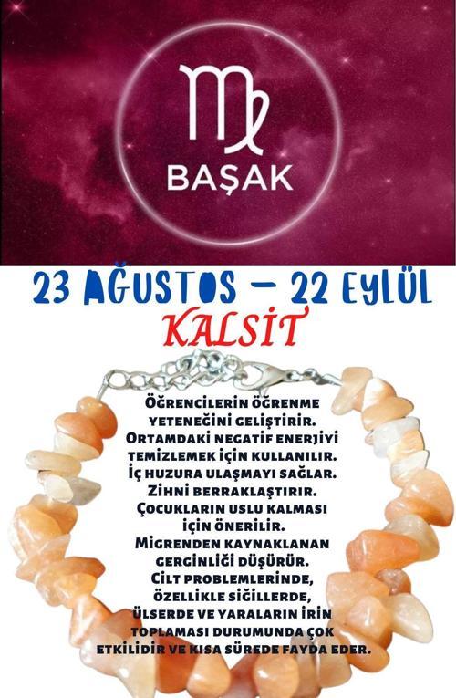 Sertifikalı Burç Taşı Başak Burcu Kalsit Taşı Bileklik