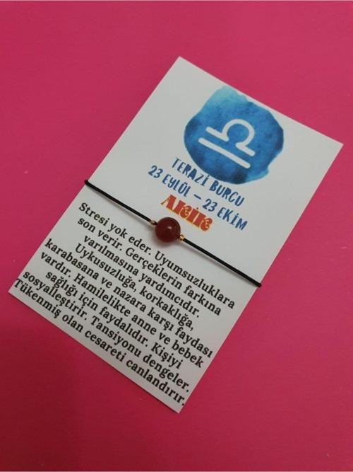 Sertifikalı Terazi Burcu Akik Doğal Taş Ip Burç Bilekliği