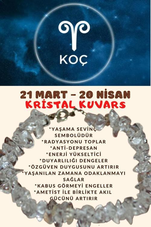 Sertifikalı Burç Taşı Koç Burcu Kristal Kuvars Bileklik