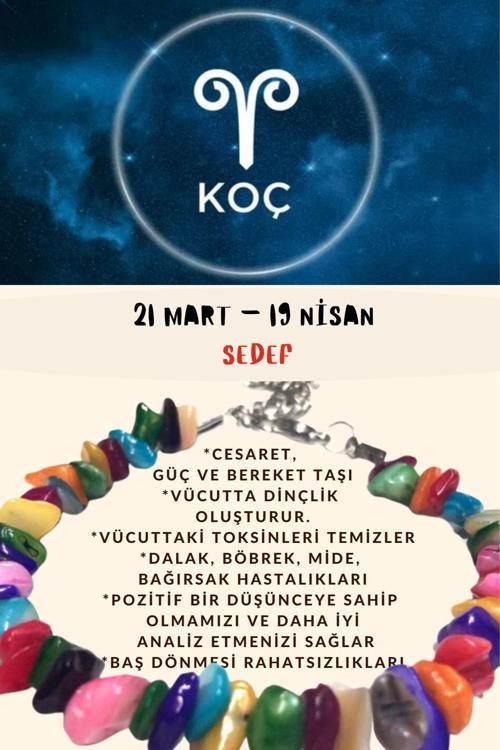 Sertifikalı Burç Taşı Koç Burcu Sedef Taşı Bileklik