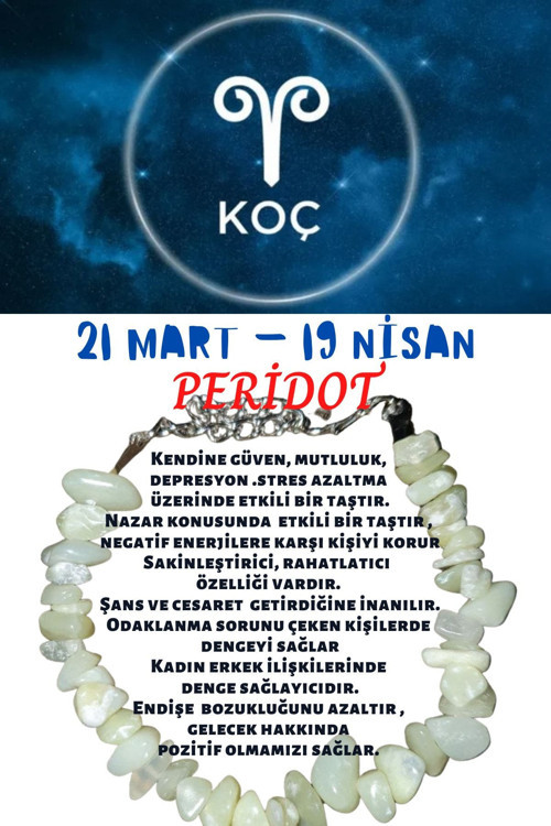 Sertifikalı Burç Taşı Koç Burcu Olivin Peridot Taşı Bileklik