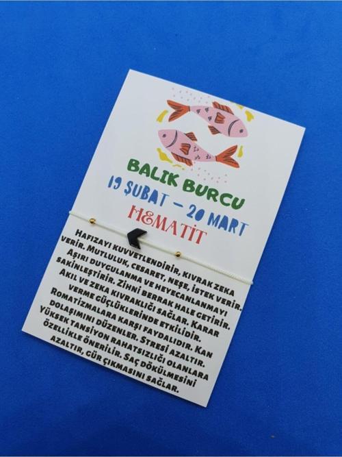 Sertifikalı Balık Burcu Hematit Doğal Taş Ip Burç Bilekliği