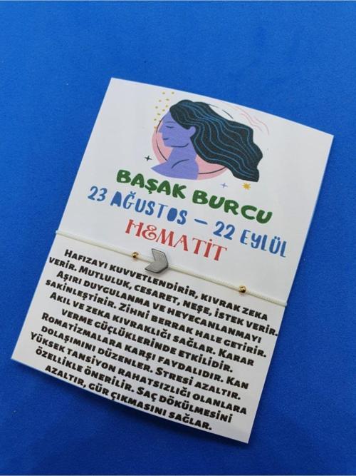 Sertifikalı Başak Burcu Hematit Doğal Taş Ip Burç Bilekliği