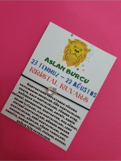 Sertifikalı Aslan Burcu Kristal Kuvars Doğal Taşlı Ip Burç Bilekliği