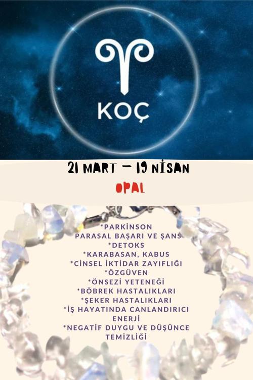 Sertifikalı Burç Taşı Koç Burcu Opal Taşı Bileklik