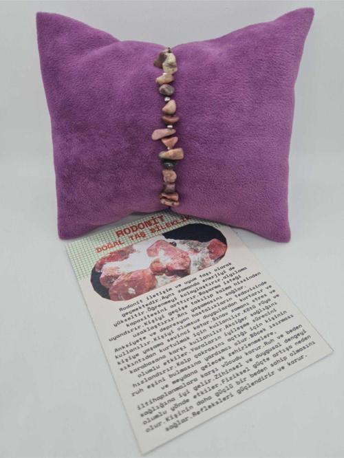 Sertifikalı Doğal Rodonit Taşı Bileklik Orijinal Doğal Taş