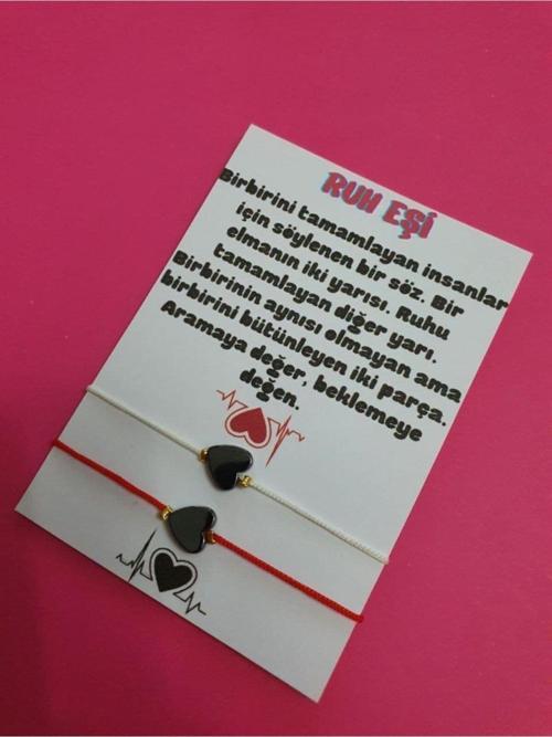 Sertifikalı Ruh Eşi Kalp Hematit Doğal Taşlı Ip Bileklik