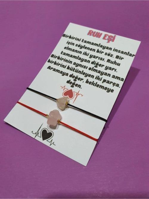 Sertifikalı Ruh Eşi Pembe Kuvars Doğal Taşlı Ip Bileklik