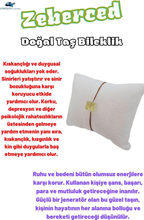 Sertifikalı Zeberced Doğal Taş Bileklik Aaa Kalite Asimetrik Küp