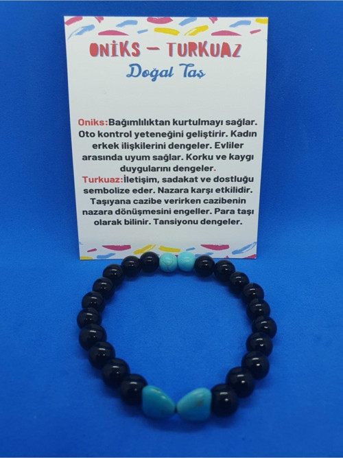 Sertifikalı Oniks Turkuaz Taşı Tasarım Bileklik
