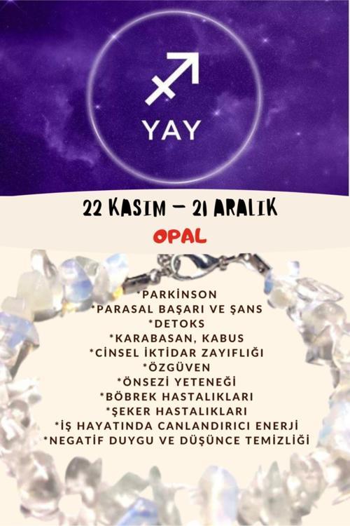 Sertifikalı Burç Taşı Yay Burcu Opal Taşı Bileklik