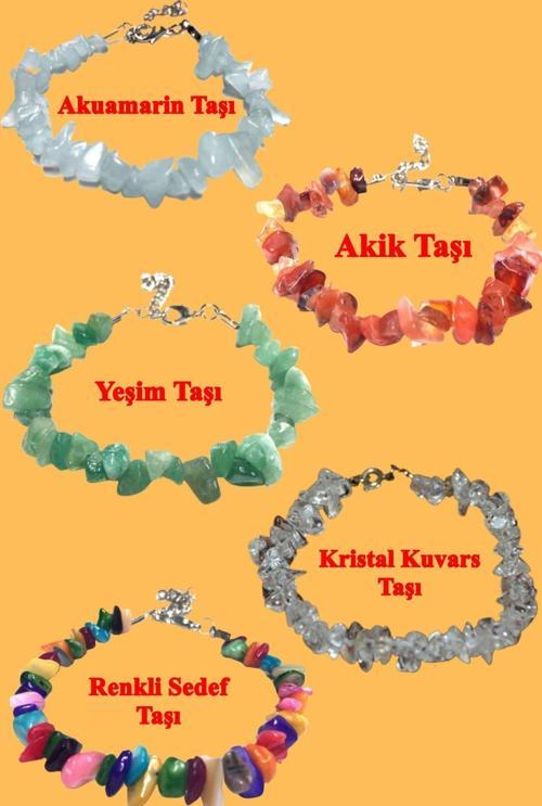 Sertifikalı Doğal Taş Bileklik 5 Adet
