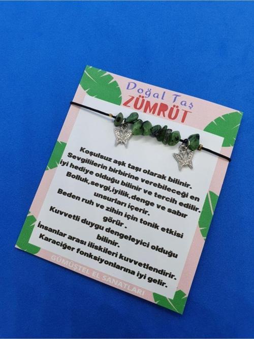 Sertifikalı Zümrüt Kelebek Detaylı Zümrüt Doğal Taş Bileklik