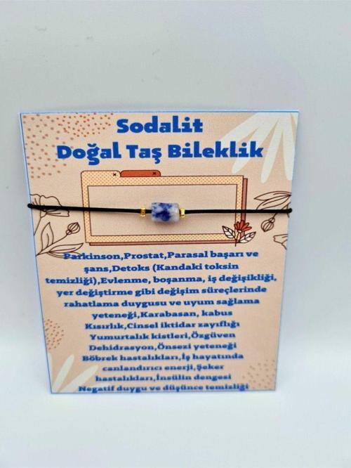Sertifikalı Doğal Taş Sodalit Taşı Bileklik