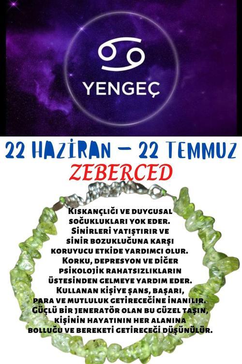 Sertifikalı Burç Taşı Yengeç Burcu Zeberced Taşı Bileklik