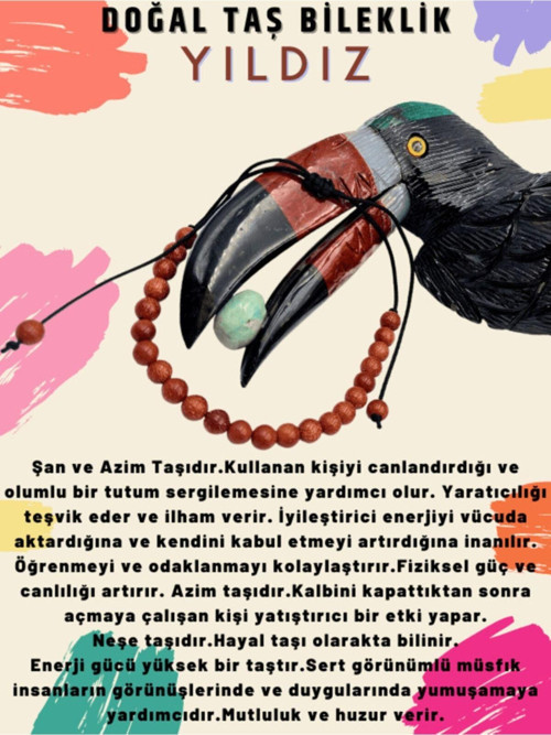 Sertifikalı Yıldız Doğal Taş Bileklik Ayarlamalı Kilit Sistemi Her Bileğe Uyumlu