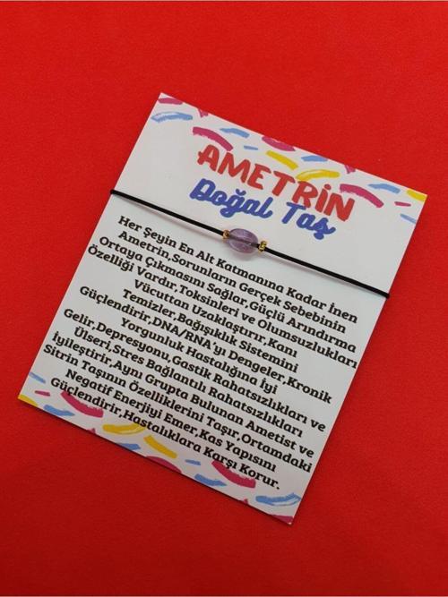 Sertifikalı Ametrin Doğal Taş Ip Ayarlamalı Bileklik