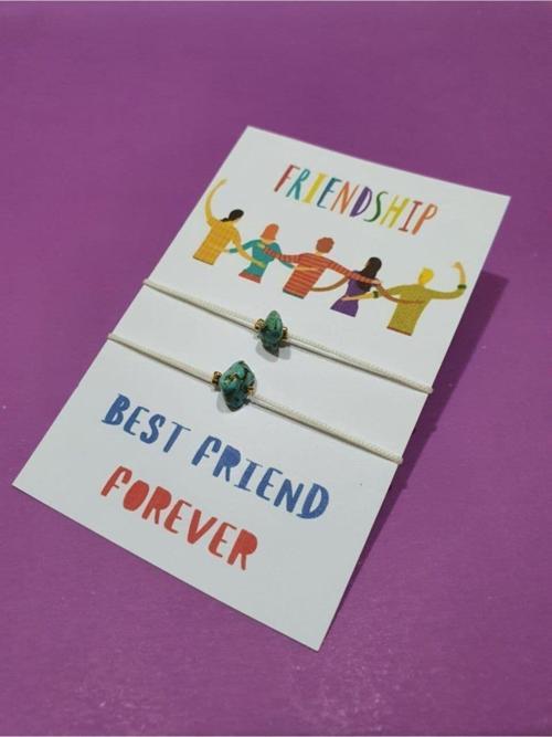 Sertifikalı Dostluk Turkuaz Doğal Taşlı Ip Bileklik