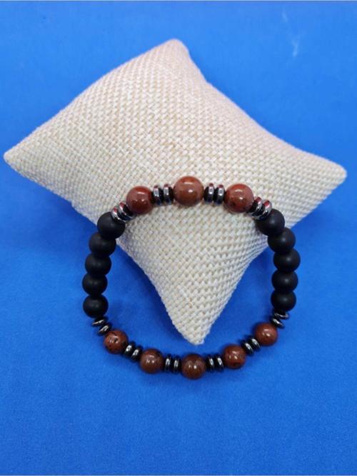 Sertifikalı Doğal Taş Obsidyen Ve Hematit Ve Oniks Taşı Bileklik