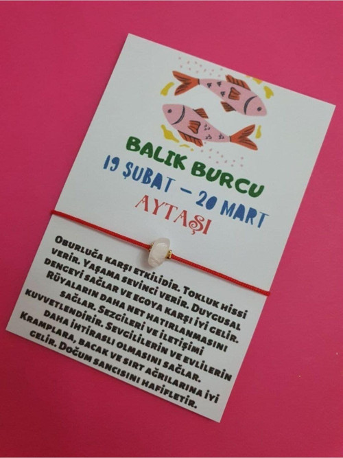 Sertifikalı Balık Burcu Aytaşı Doğal Taşlı Ip Burç Bilekliği