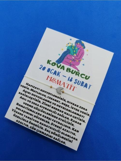 Sertifikalı Kova Burcu Hematit Doğal Taş Ip Burç Bilekliği