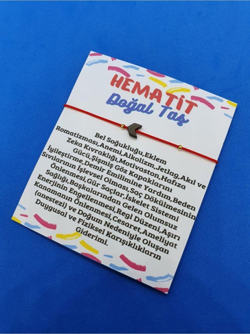 Sertifikalı Hematit Taşı Üçgen Doğal Taş Bileklik