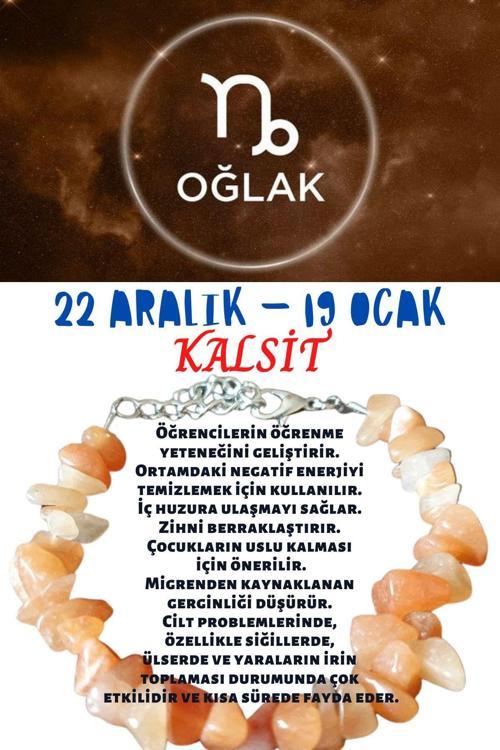 Sertifikalı Burç Taşı Oğlak Burcu Kalsit Taşı Bileklik