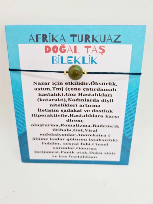 Sertifikalı Afrika Turkuaz Doğal Taş Bileklik