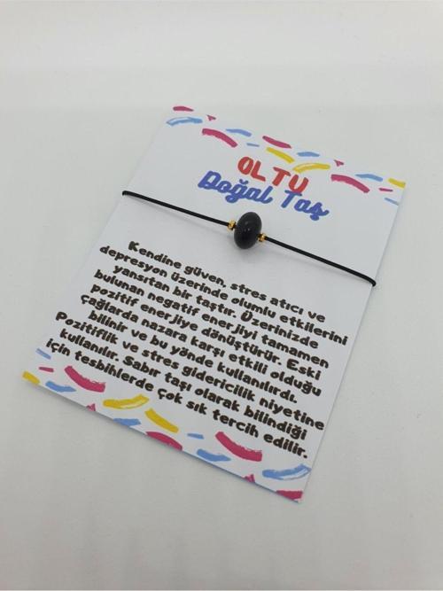 Sertifikalı Doğal Oltu Taşı Bileklik Ip Ayarlamalı Kilit Sistemi