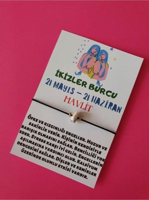 Sertifikalı Ikizler Burcu Havlit Doğal Taşlı Ip Burç Bilekliği